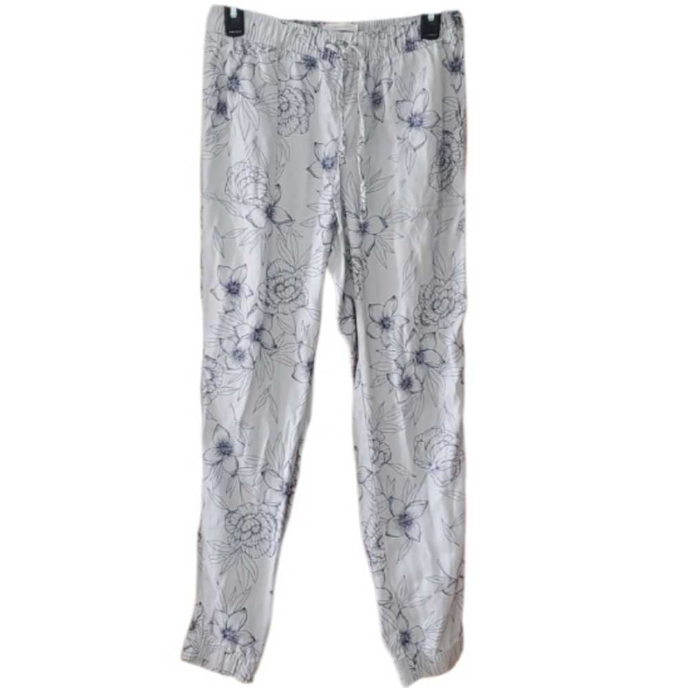C&C California Blue & Gray Floral Patterned Lyocell Joggers Pants Size Small